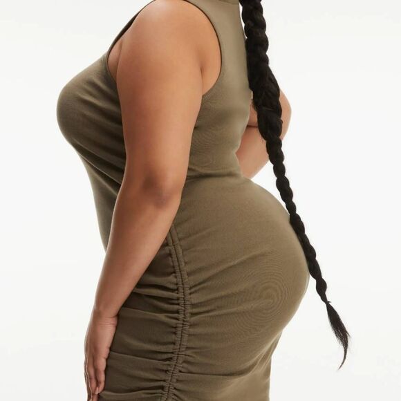 Good American Plus Size 3X (Size 6) Ruched Mini Cotton Dress - Picture 4 of 6